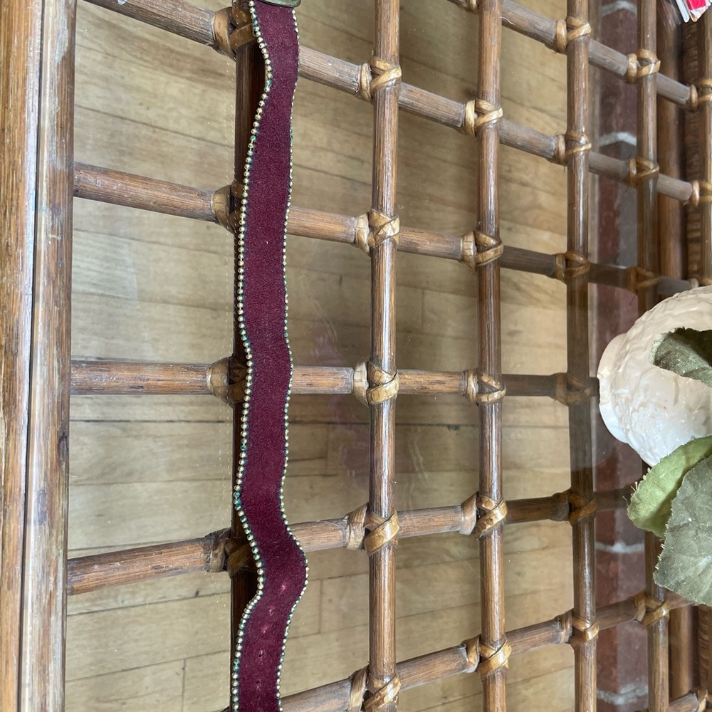 Burgundy suede choker with Gold Accents